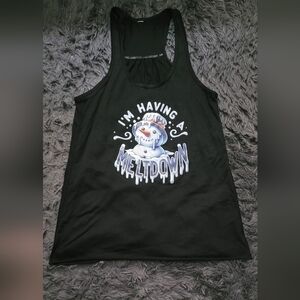 Black Graphic Tee with Melting Snowman Design